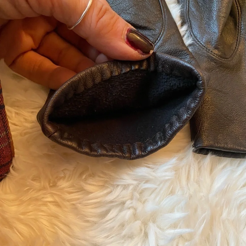 Brown Long Leather Gloves Size 7.5